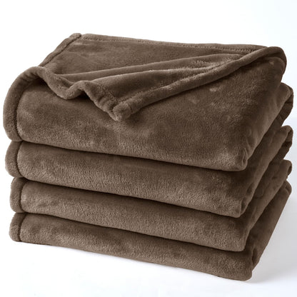 PHF Fleece Blanket King Size 108x90-300GSM Lightweight Airy Warmth, Khaki
