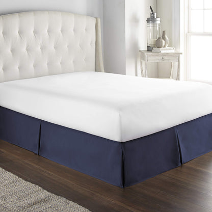 100% Cotton 800 Thread Count Box Pleated Bed Skirt - Luxury Pleated Dust Ruffle, Bed Skirt, Easy Fit with 15 Inch Tailored Drop, King Size White Solid