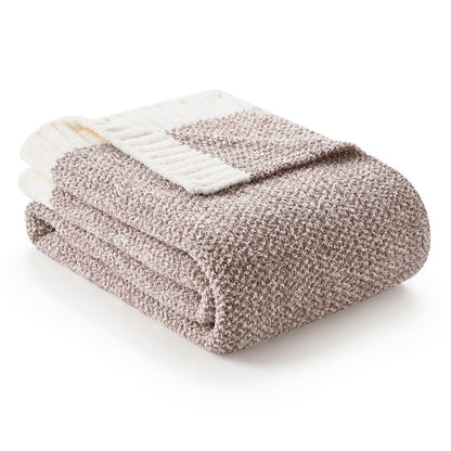 Snuggle Sac Buttery Ivory Throw Blanket for Couch, Reversible Super Soft Knitted Blankets, Warm Cozy Knit Fuzzy Plush Lightweight Throws Dupes for Sofa, Bed, Picnic, Ivory, 50 x 60 inches