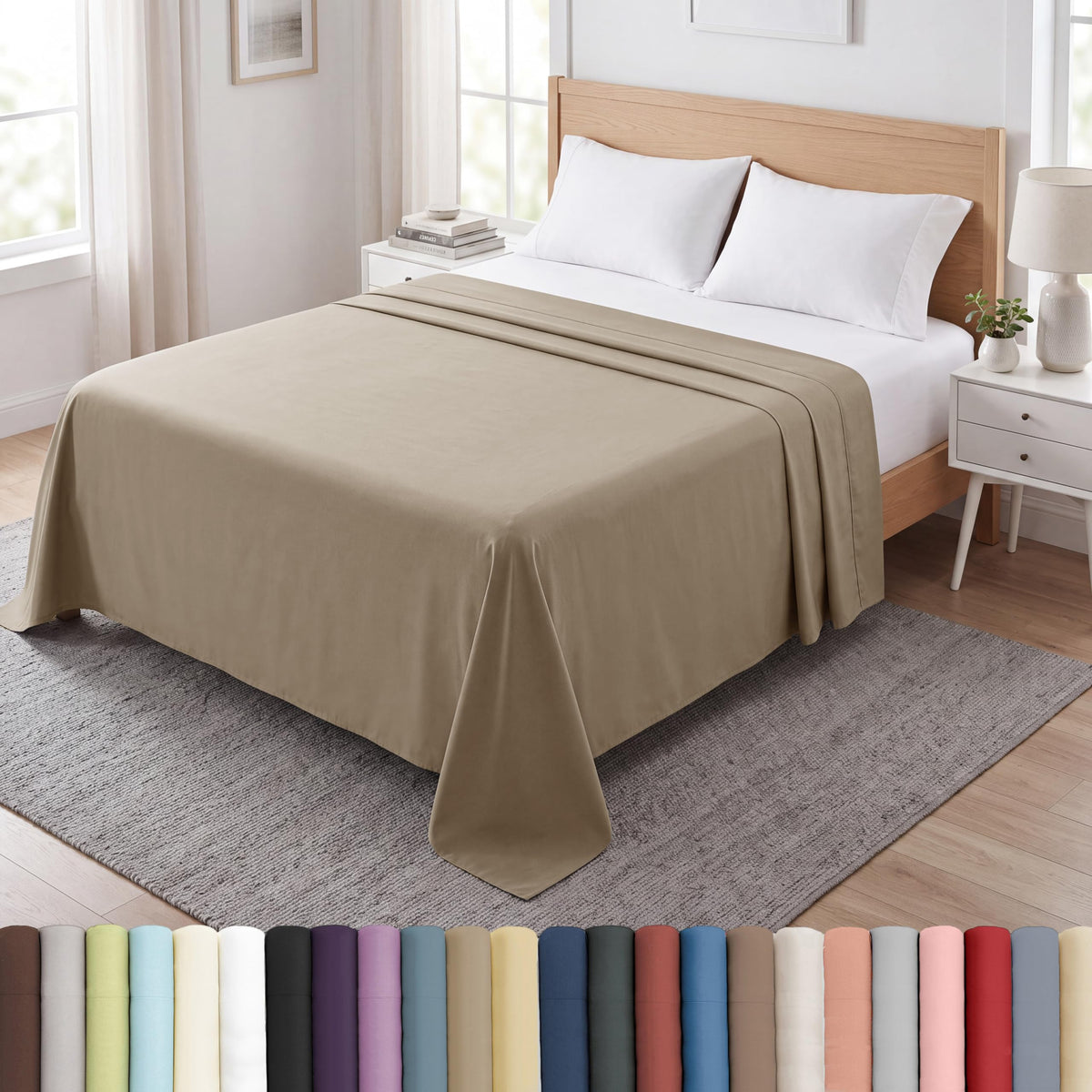 XL Oversized King Flat Sheet Only 132x110 California King Flat Sheet White
