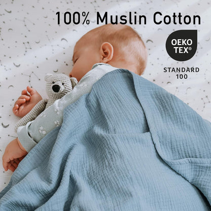 GLLQUEN BABY Muslin Swaddle Blankets for Newborn Boys, Large 40''x38''