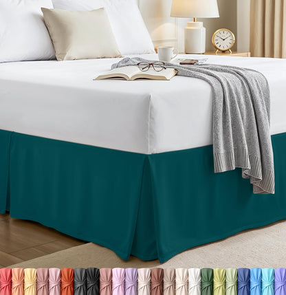 Queen Size Pleated Bed Skirt, Hides Under-Bed Storage 16 Inch Drop, White