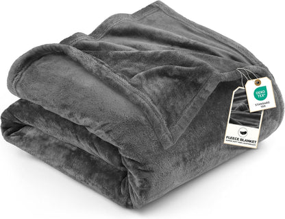 Utopia Bedding Ultra Soft Fleece Bed Blanket King Size Grey (90x102 Inches)