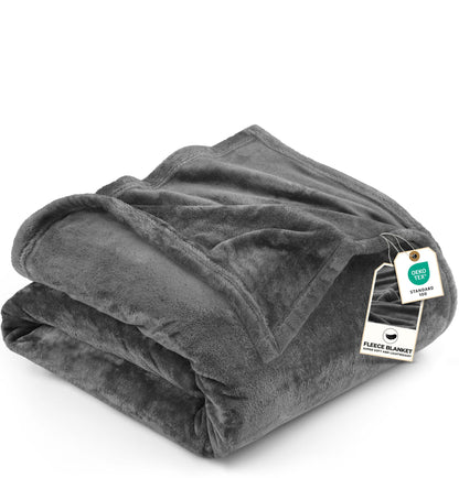 Utopia Bedding Ultra Soft Fleece Bed Blanket King Size Grey (90x102 Inches)