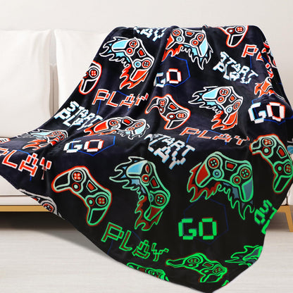Boys Truck Car Toys Unique Gifts for Kids Glow in The Dark Blanket Glowing Cartoon Tractor Throw Blanket Soft Fleece Blanket Excavators Room Bed Sofa Decor Blankets