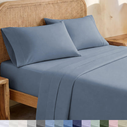 California Design Den 100% Organic Cotton Queen Bed Sheet Set, Olive Green