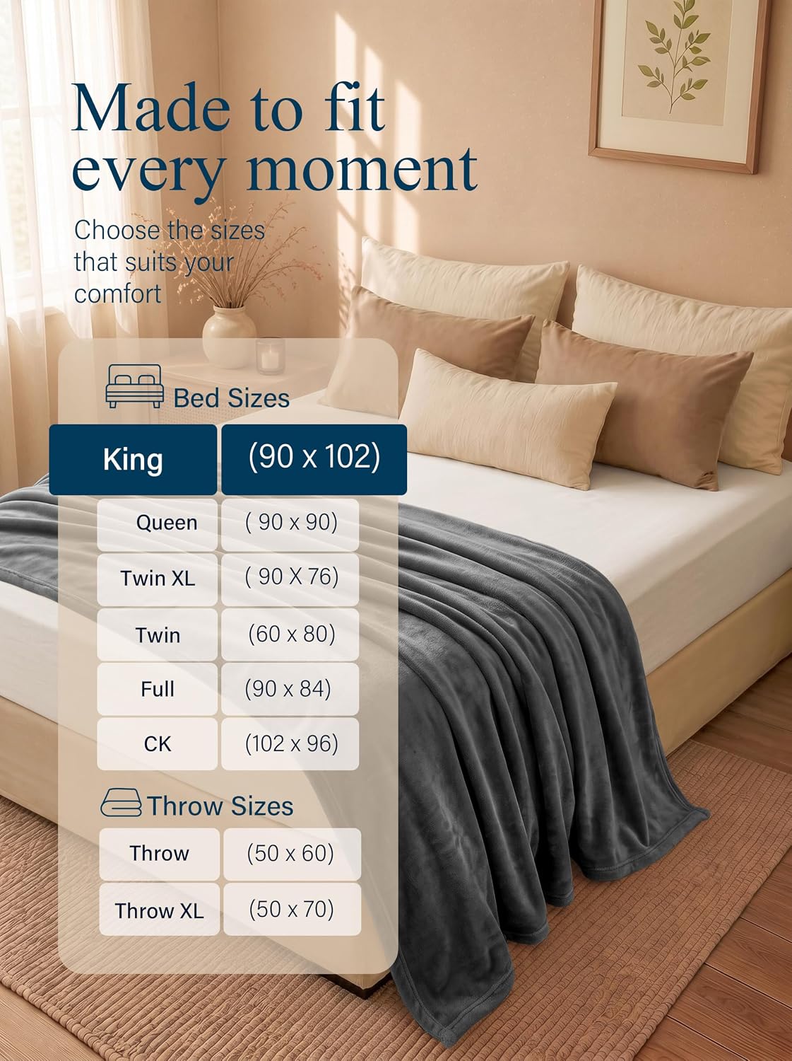 Utopia Bedding Ultra Soft Fleece Bed Blanket King Size Grey (90x102 Inches)