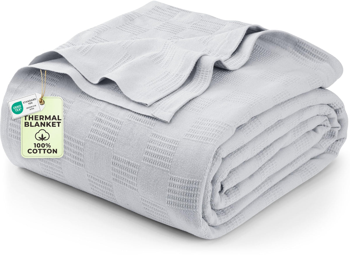 Utopia Bedding 100% Cotton Thermal Blanket White Twin, 90x72 Inches