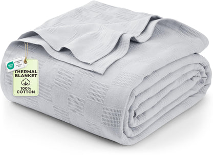 Utopia Bedding 100% Cotton Thermal Blanket White Twin, 90x72 Inches