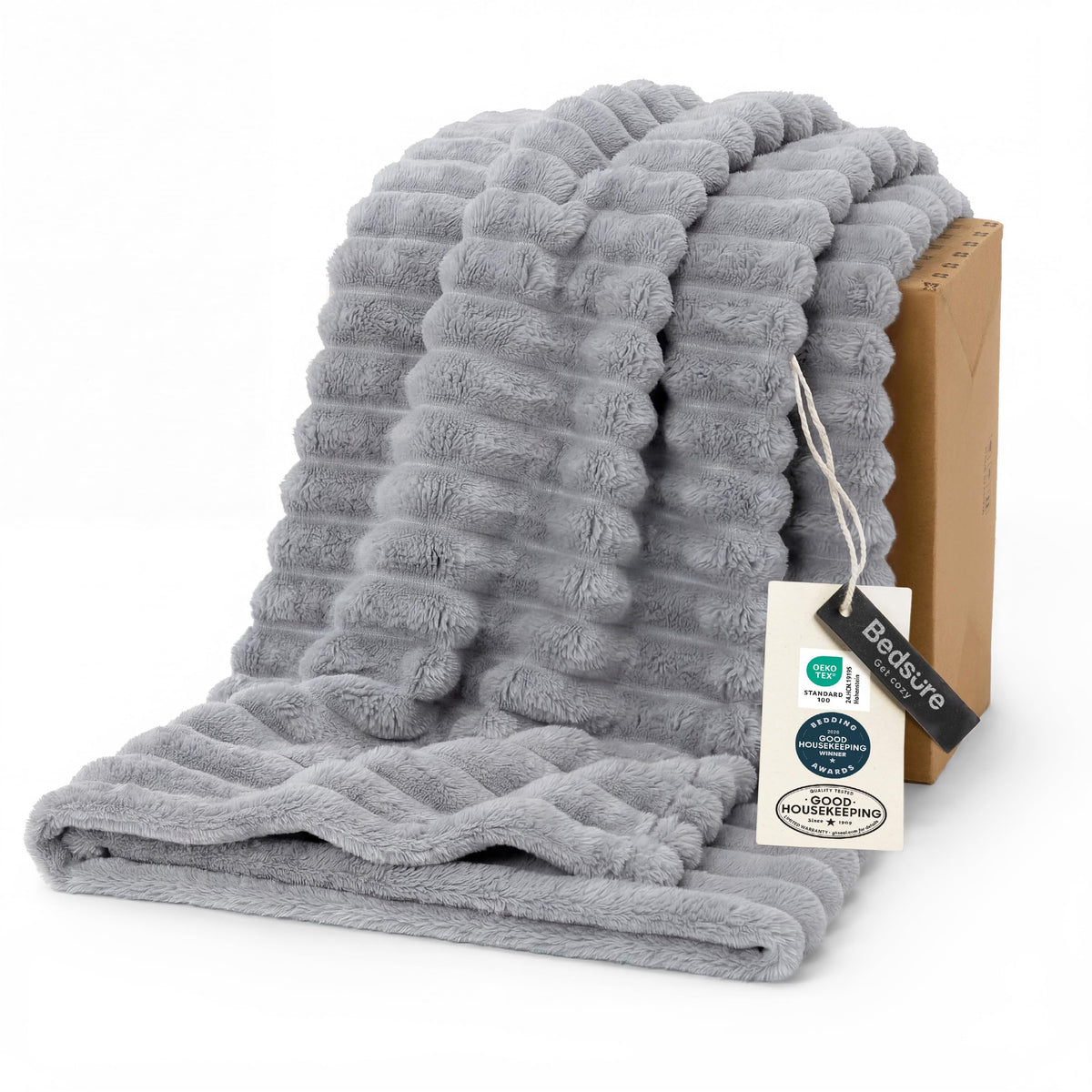 Bedsure Soft King Size Blankets for Bed Beige 108"x90"