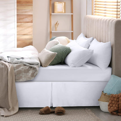 King Size Pleated Bed Skirt, Hides Under-Bed Storage 16 Inch Drop, White