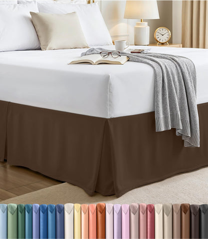King Size Pleated Bed Skirt, Hides Under-Bed Storage 16 Inch Drop, White