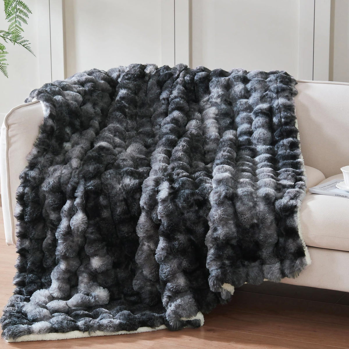 50"x60" Ultra-Soft Fuzzy Faux Fur Throw Blanket, Brown Tie Dye