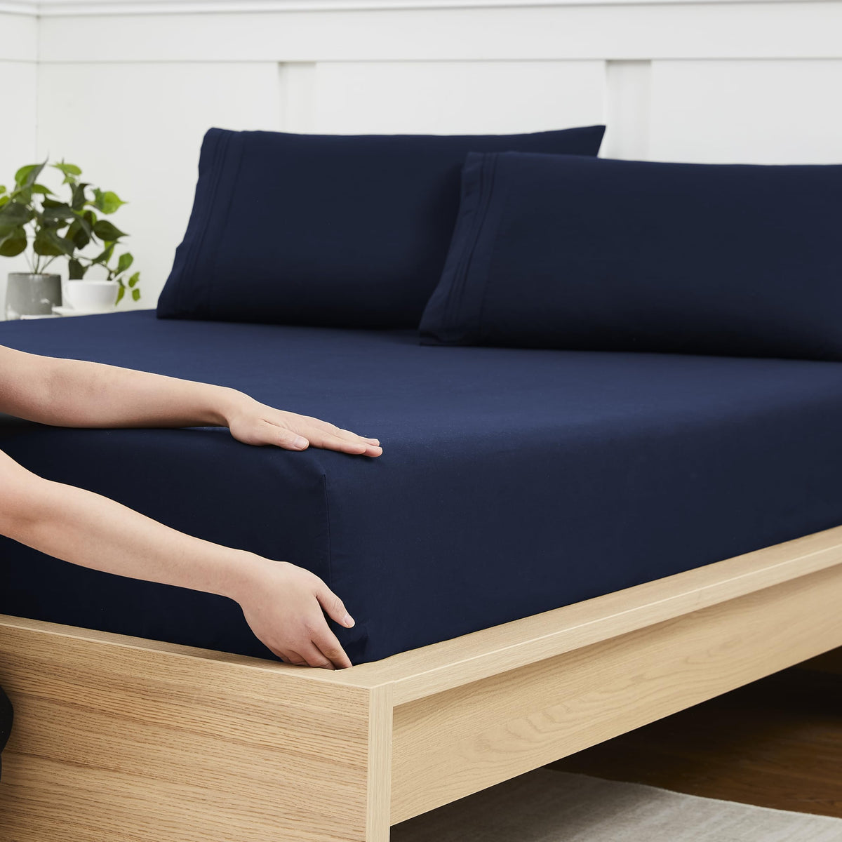 King Size Flat Sheet Only - Ultra Soft & Breathable Brushed Microfiber Top Sheet Only for King Size Beds, Denim Blue