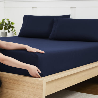 King Size Flat Sheet Only - Ultra Soft & Breathable Brushed Microfiber Top Sheet Only for King Size Beds, Denim Blue