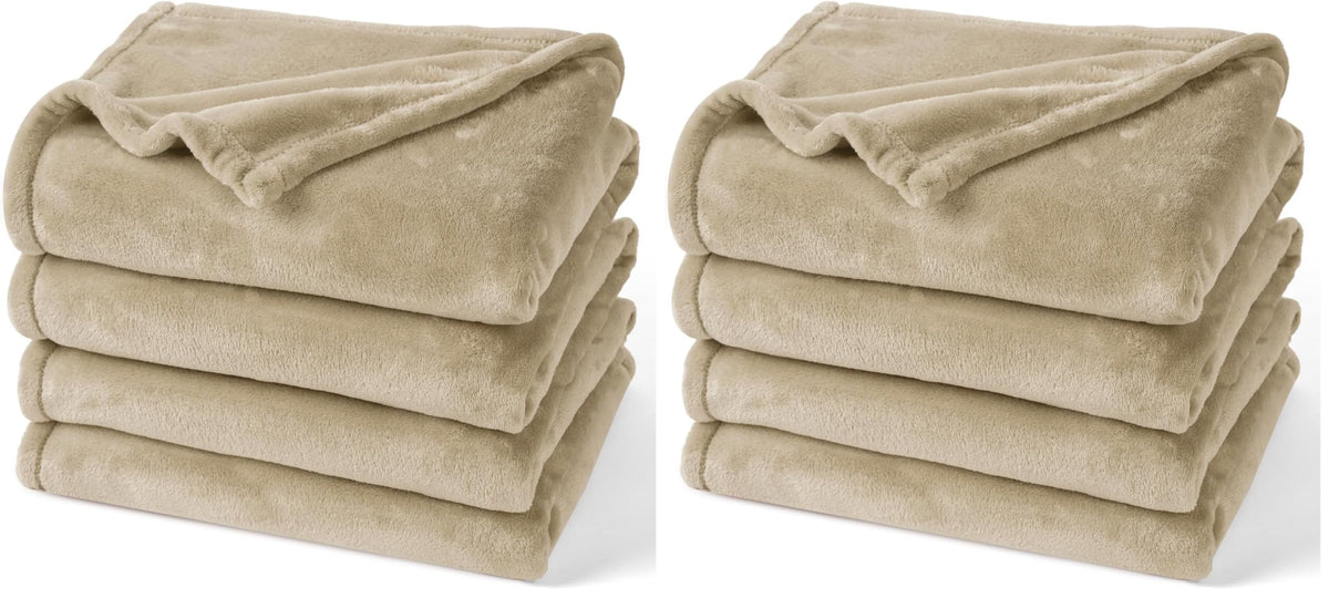 PHF Fleece Blanket King Size 108x90-300GSM Lightweight Airy Warmth, Khaki