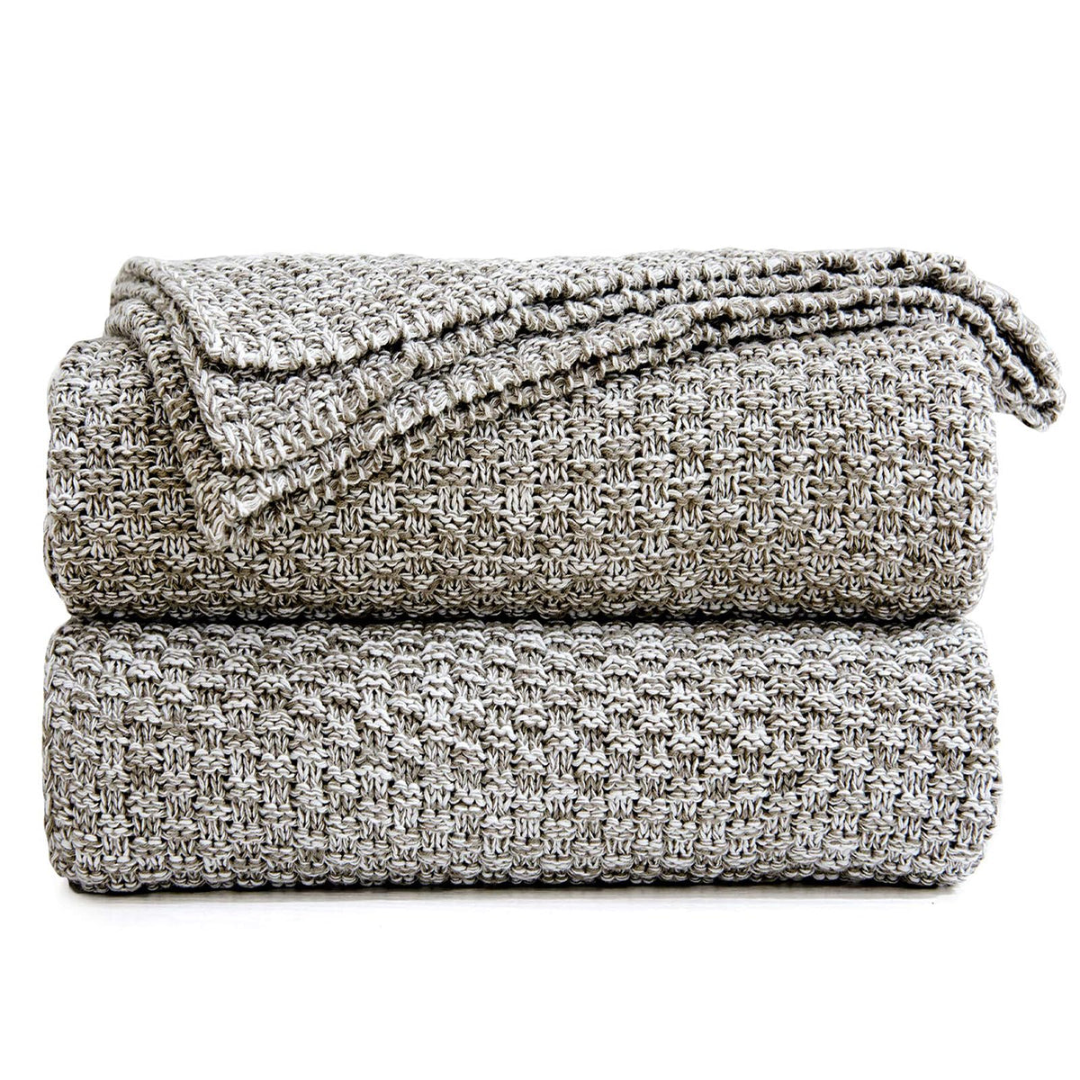 Longhui bedding 100% Cotton Knitted Throw Blanket – Dark Grey, Soft & Cozy, Machine Washable, 51"x63" – Perfect for Living Room, Couch, Sofa, Bed or Travel