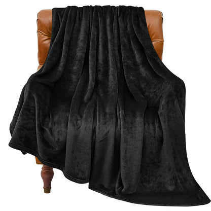 BEDELITE Fleece Blanket Soft Plush Throw for Couch Black 50"x60"