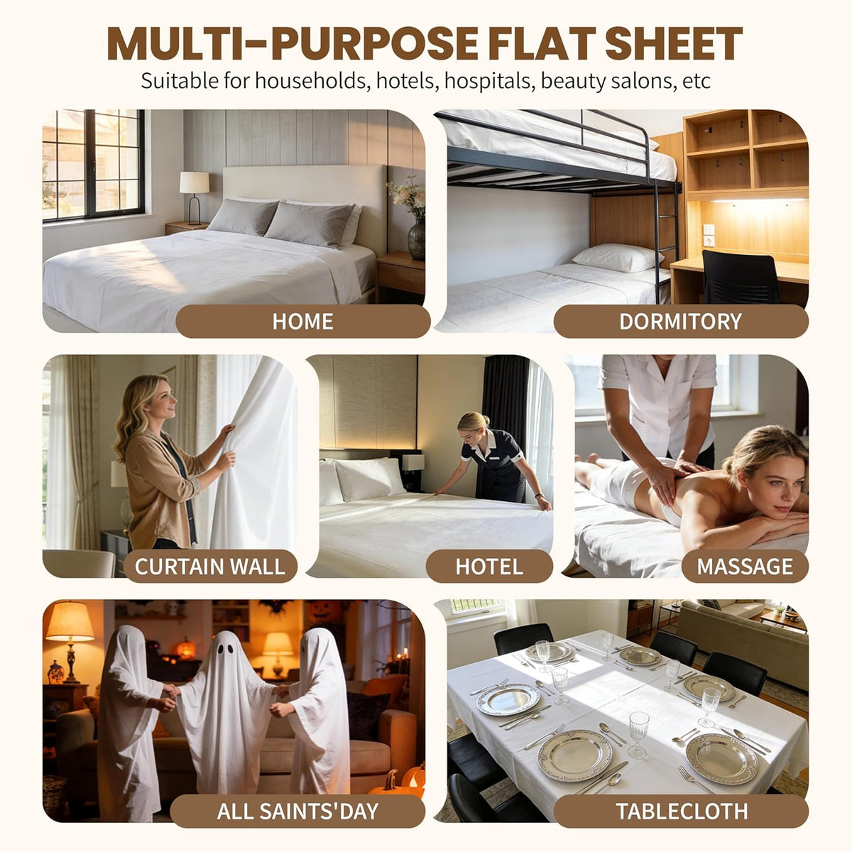 Queen Size Flat Sheet Only, Soft & Breathable Top Flat Sheet, White