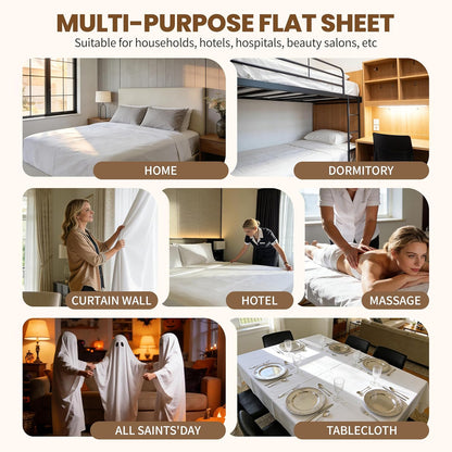 Queen Size Flat Sheet Only, Soft & Breathable Top Flat Sheet, White