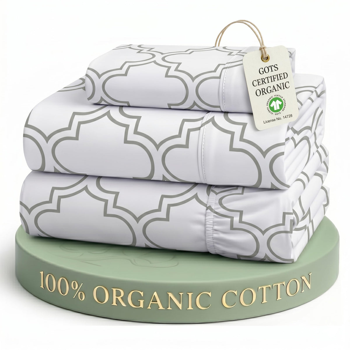 LANE LINEN Queen Sheets 100% Organic Cotton 4pc Percale Cooling - White