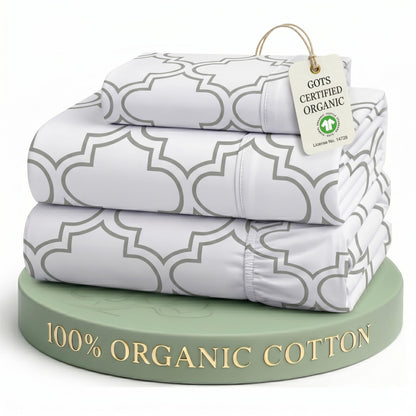 LANE LINEN Queen Sheets 100% Organic Cotton 4pc Percale Cooling - White