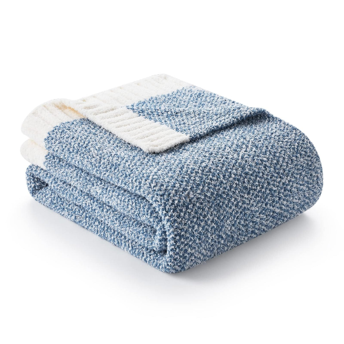 Snuggle Sac Buttery Ivory Throw Blanket for Couch, Reversible Super Soft Knitted Blankets, Warm Cozy Knit Fuzzy Plush Lightweight Throws Dupes for Sofa, Bed, Picnic, Ivory, 50 x 60 inches