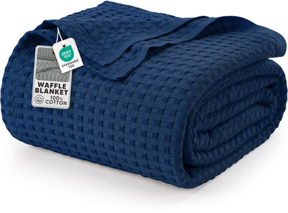 Utopia Bedding 100% Cotton Waffle Blanket Queen Size White, 90x90 Inch