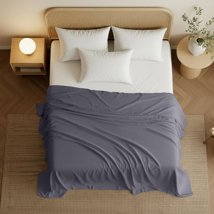 Full Size Flat Sheet Only, Ultra Soft & Breathable Hotel Sheets, Grey