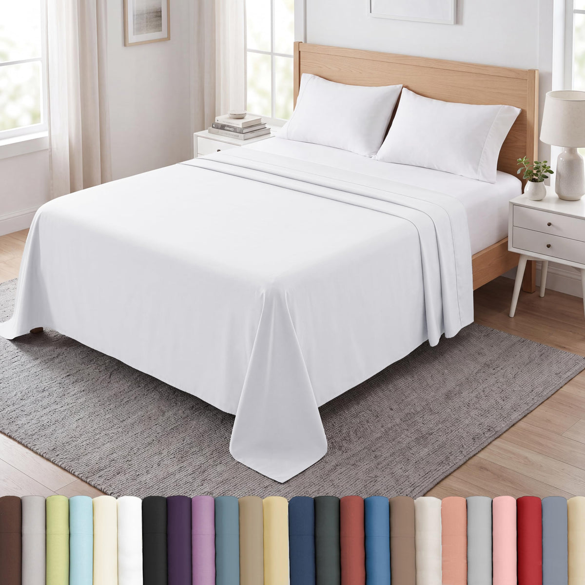 XL Oversized King Flat Sheet Only 132x110 California King Flat Sheet White