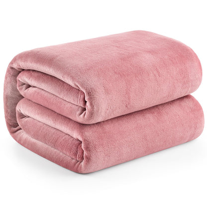 Hansleep Twin Grey Fleece Blanket, Soft Flannel Bed Blanket