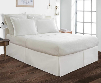 100% Cotton 800 Thread Count Box Pleated Bed Skirt - Luxury Pleated Dust Ruffle, Bed Skirt, Easy Fit with 15 Inch Tailored Drop, King Size White Solid