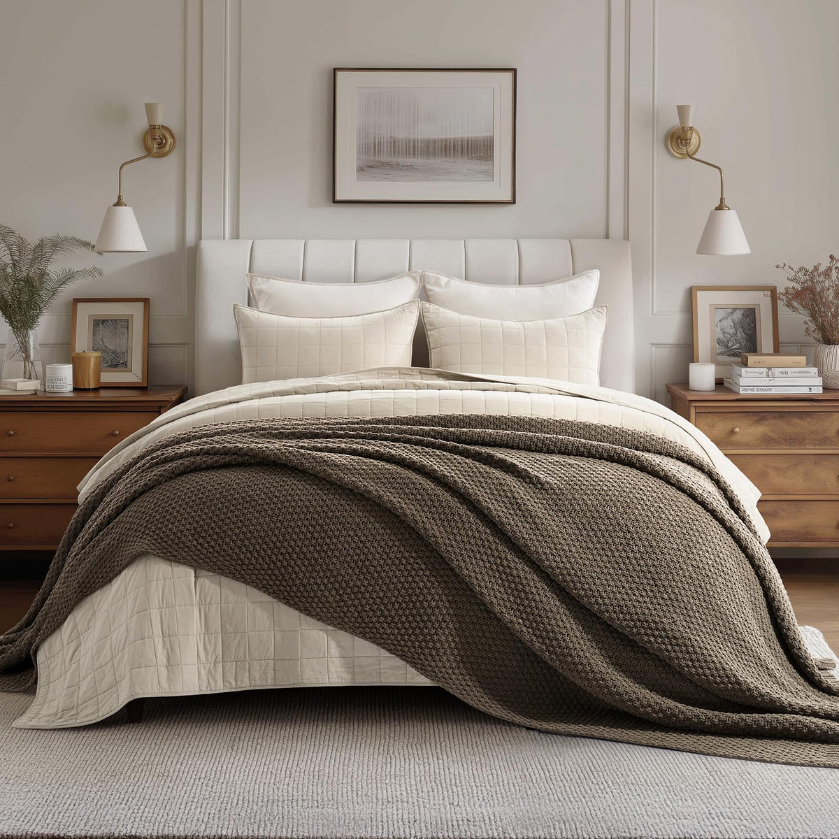 EVERGRACEHOME Chunky Chenille Knit Throw Blanket, 50 x 60, Olive Green