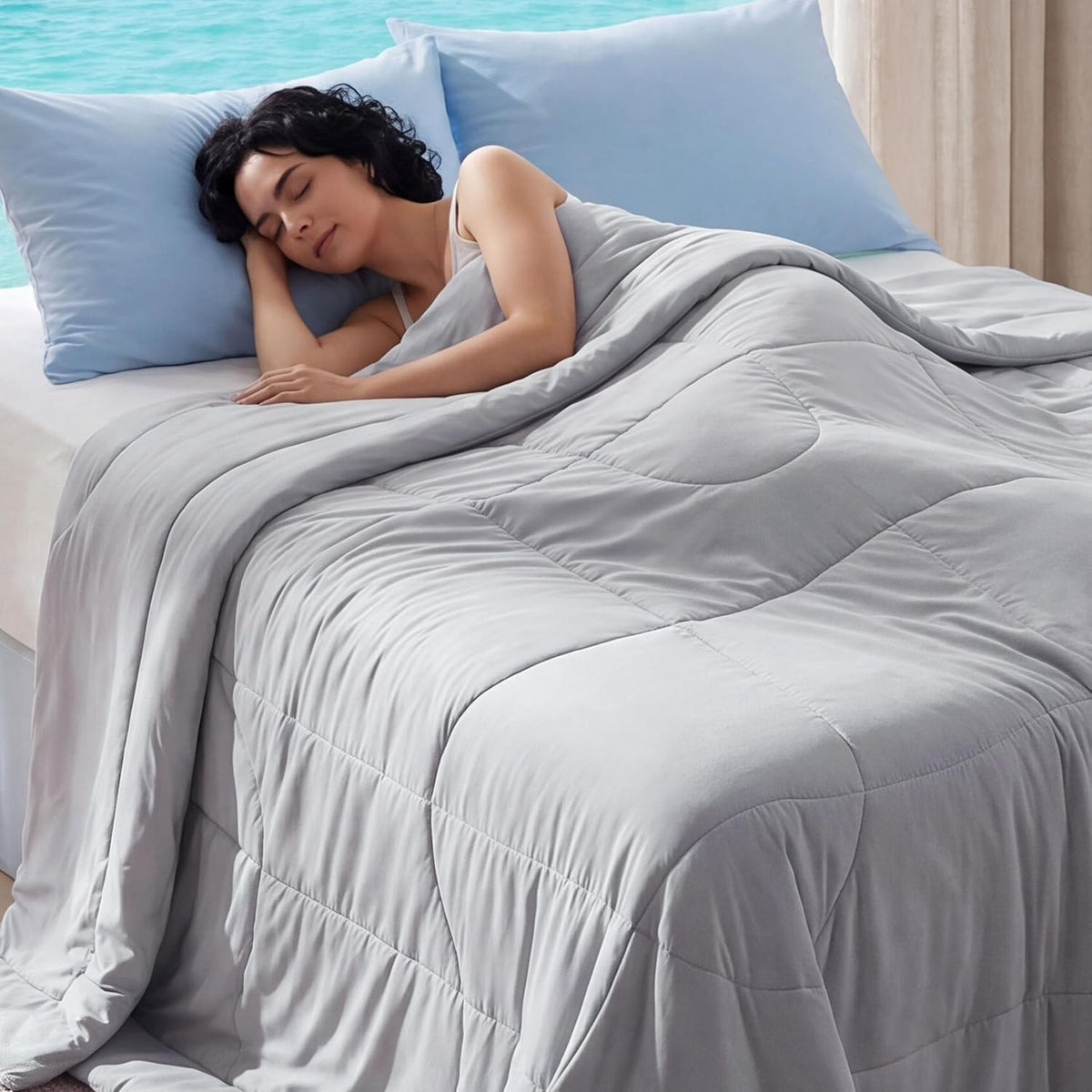 Bedsure Cooling Comforter Blankets for Hot Sleepers, All Season, Queen