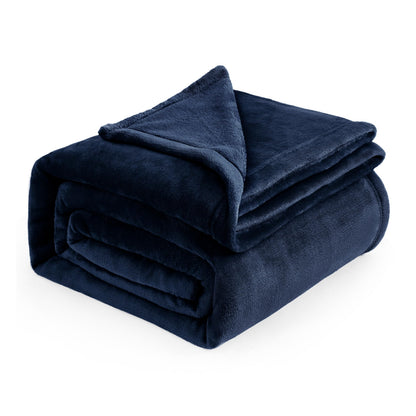 Bedsure Soft Cozy Warm Fleece Bed Blanket Queen Size Navy 90"x90"