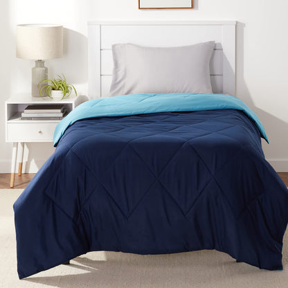 Amazon Basics Reversible Lightweight Microfiber All Season Comforter Blanket, Twin/Twin XL, Burgundy/Grey