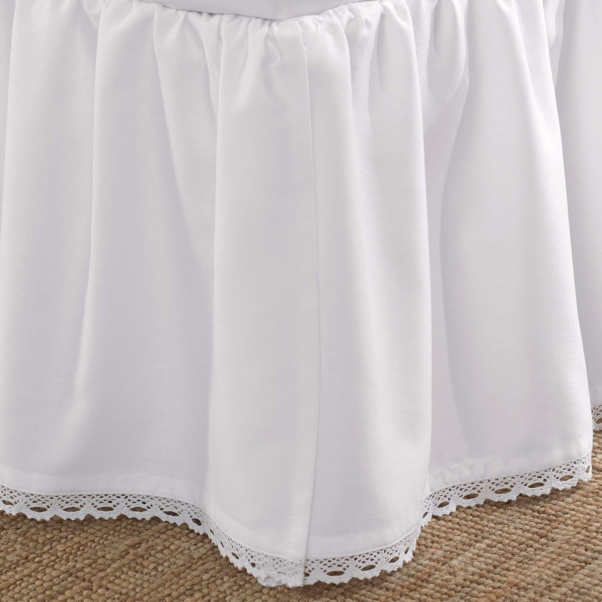 Laura Ashley - Queen Size Cotton Ruffled Bed Skirt with Crochet Trim