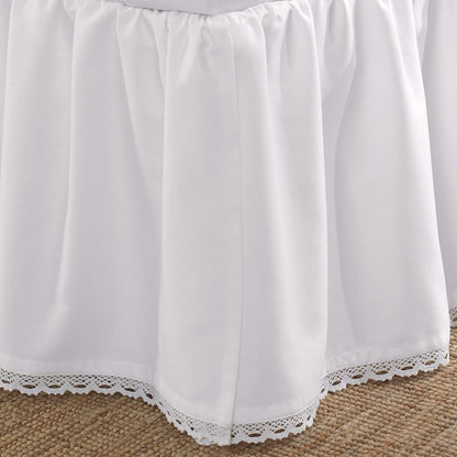 Laura Ashley - Queen Size Cotton Ruffled Bed Skirt with Crochet Trim