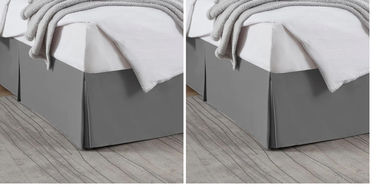 Nestl Linen Bed Skirt Queen Size - Queen Bed Skirt 14 Inch Drop - Brushed Microfiber Bed Skirts - Hotel Quality Pleated Bed Skirt - Shrinkage & Fade Resistant