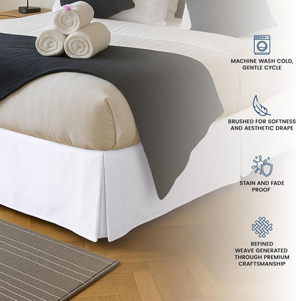 Queen Size Pleated Bed Skirt, Hides Under-Bed Storage 16 Inch Drop, White