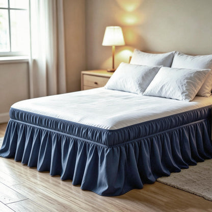 Juwenin Home Wrap Around Ruffle Bed Skirt, 16 Inch Drop, Elastic Fit, Wrinkle Resistant, Hotel Quality Bedskirt Dust Ruffle (White, Queen 16" Drop)