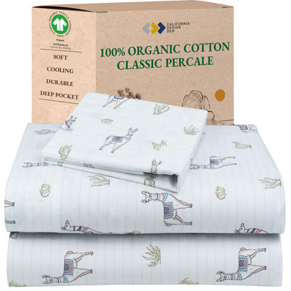 California Design Den 100% Organic Cotton Queen Bed Sheet Set, Olive Green