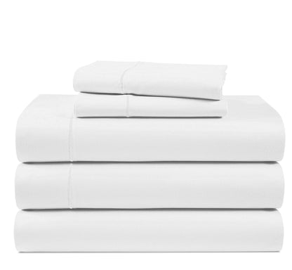 LANE LINEN 100% Egyptian Cotton Sheets King Size Silky Sateen Weave - White
