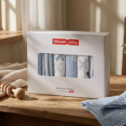 GLLQUEN BABY Receiving Blankets Boy Muslin Swaddle Blankets for Newborn