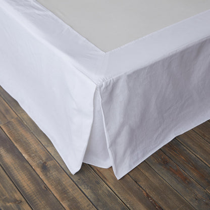 BISELINA French Linen Wrap Around Bed Skirt with Pleated Corner 14-Inch Tailored Drop Natural Flax Cotton Blend Basic Soft Cozy (14" Queen, Linen)