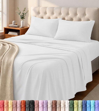 Jersey Knit Sheets 4 Piece, Cotton T-Shirt Feel, Queen, Dark Grye Grey