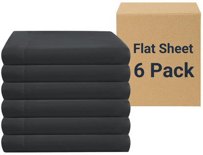 ZPECC Twin Flat Sheets Only White 6 Pack, Color-Coded Hem Threads