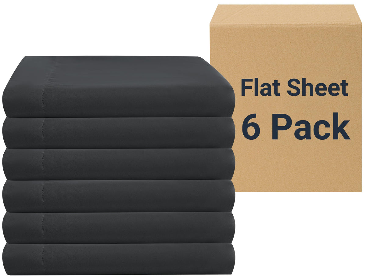 ZPECC Twin Flat Sheets Only White 4 Pack, Color-Coded Hem Threads