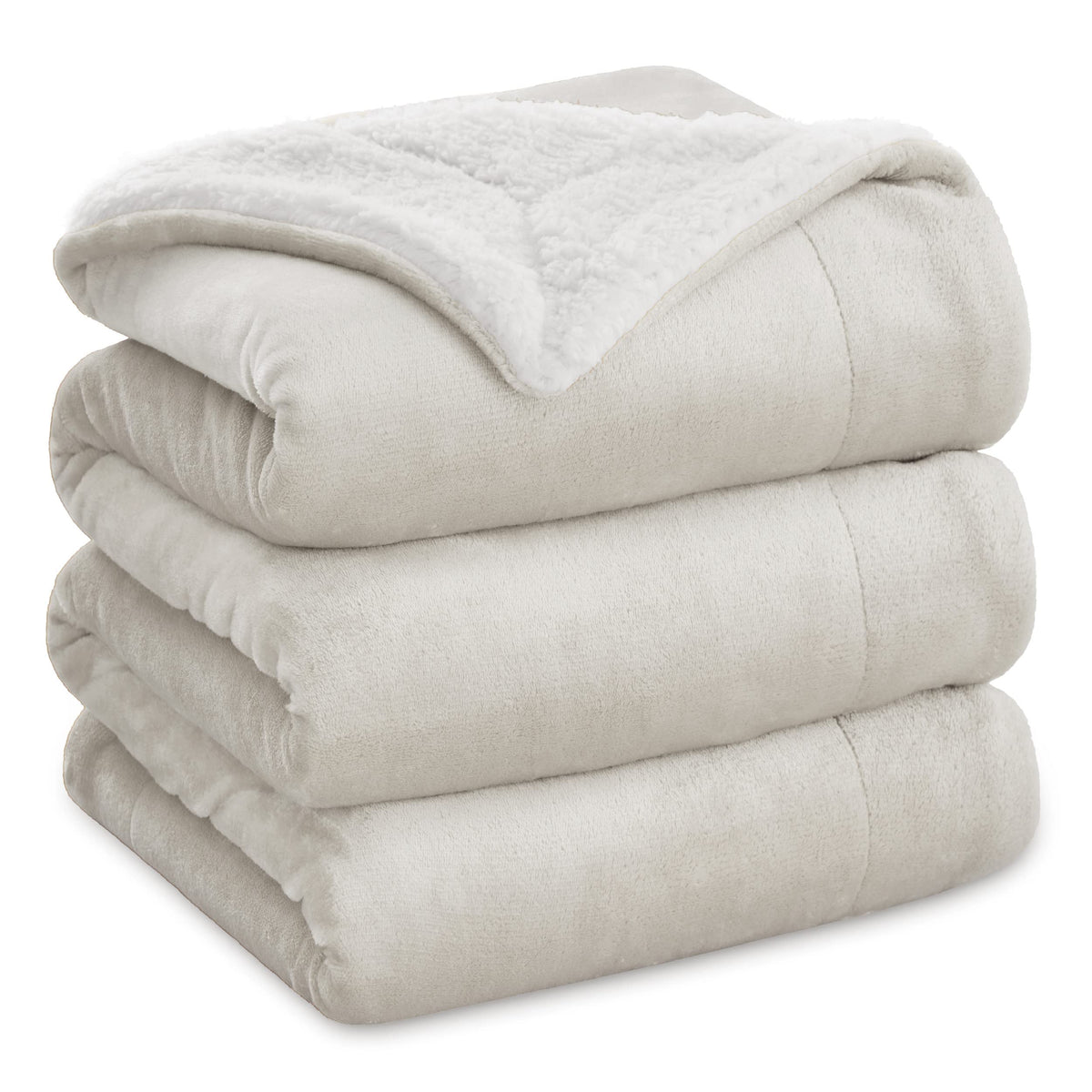 Bedsure GentleSoft Sherpa Fleece Queen Blankets for Bed, Non-Heated, Thick and Warm Throw for Women and Men, Soft Fuzzy Plush Comfort Queen Blanket for Winter, Grey, 90x90 Inches