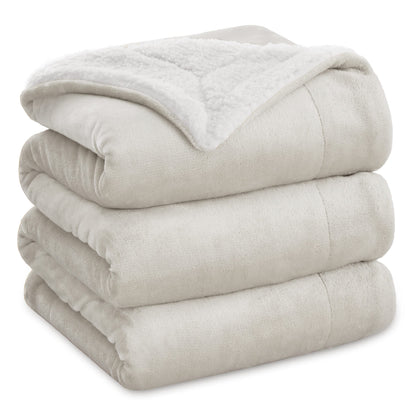 Bedsure GentleSoft Sherpa Fleece Queen Blankets for Bed, Non-Heated, Thick and Warm Throw for Women and Men, Soft Fuzzy Plush Comfort Queen Blanket for Winter, Grey, 90x90 Inches